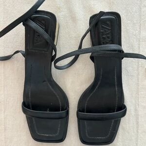 Zara Elegant Black Square-Toe Heels